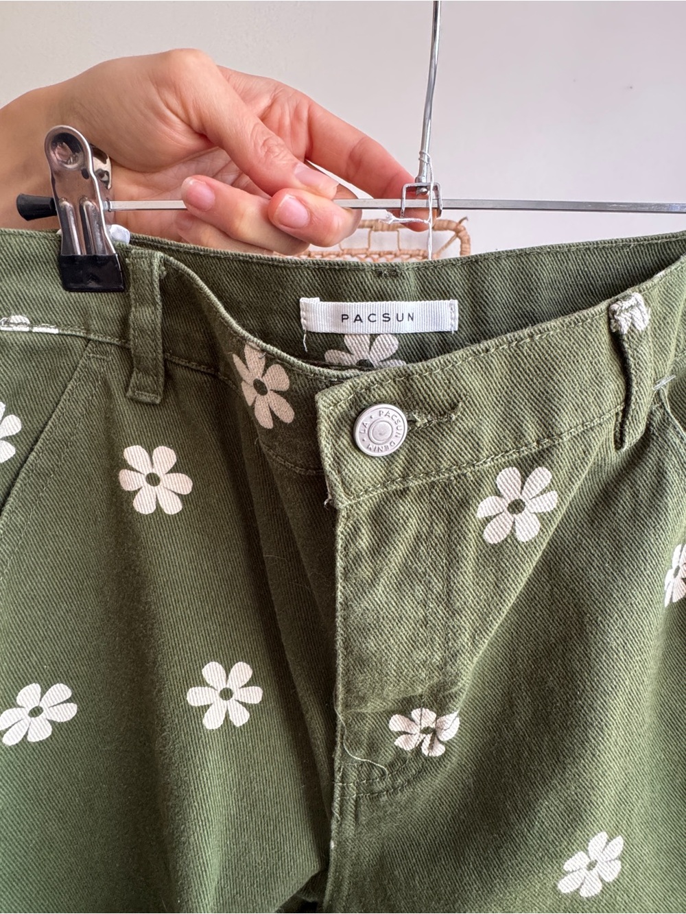 PacSun Green Floral Baggy Carpenter Straight Leg Jeans - Picture 7 of 7